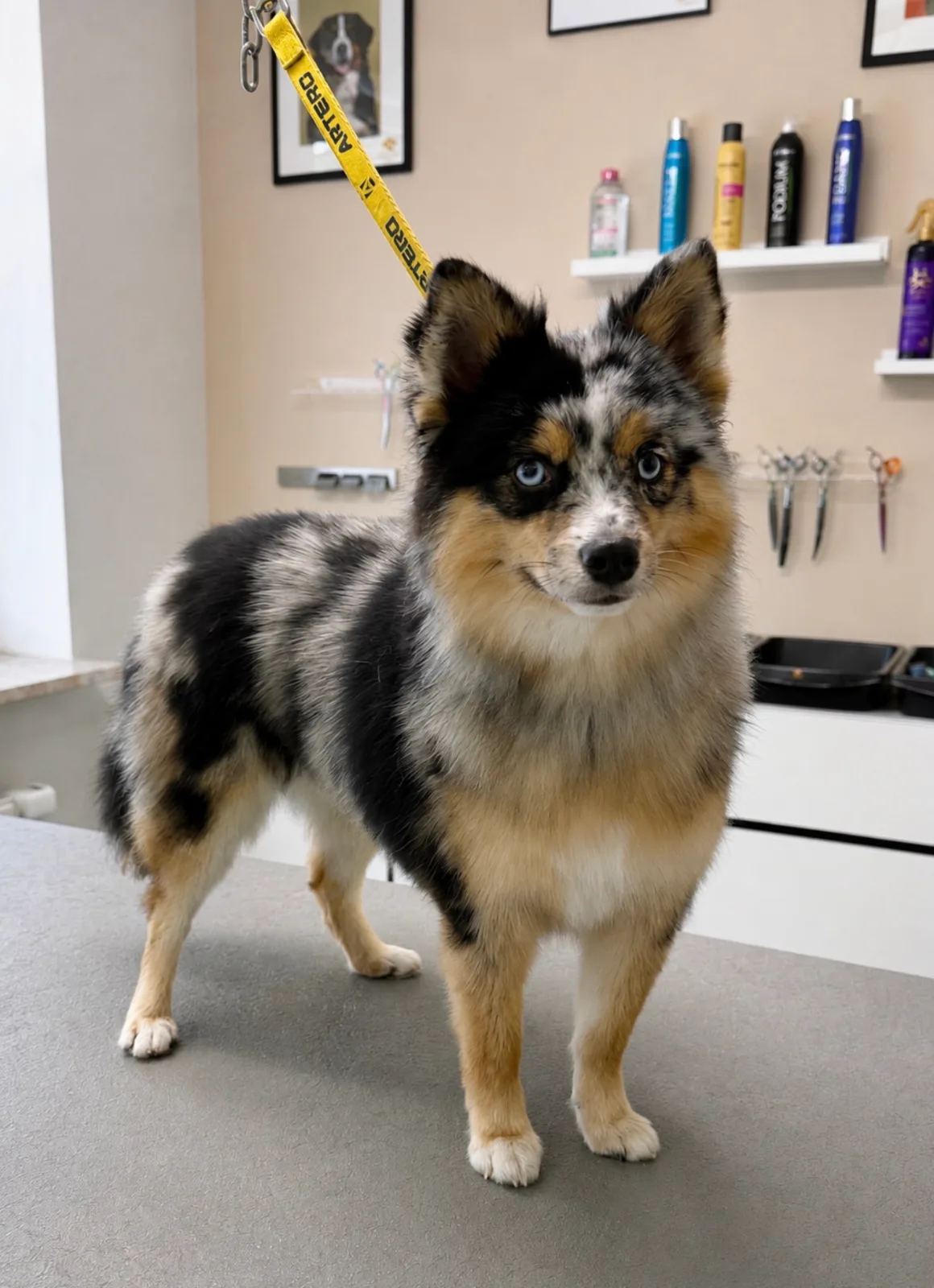 Pomeranian-Hasky Mischling – Unterwolle entfernt